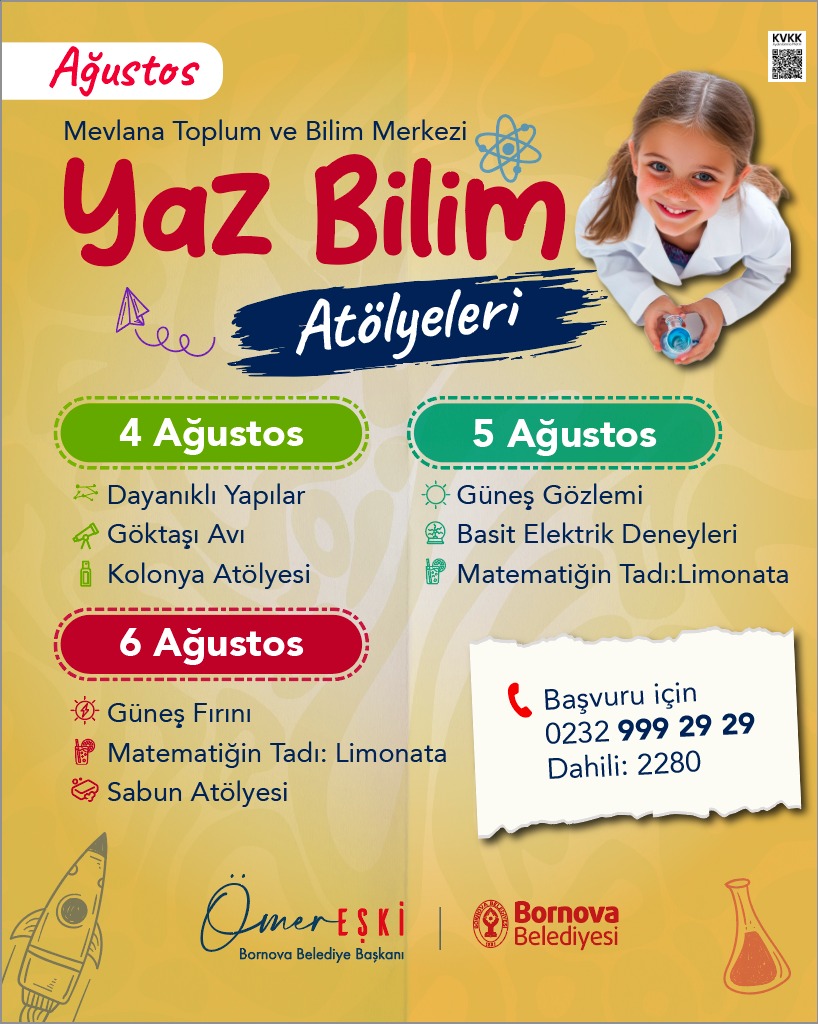 Yaz Bilim Atölyeleri etkinlik afişi 2